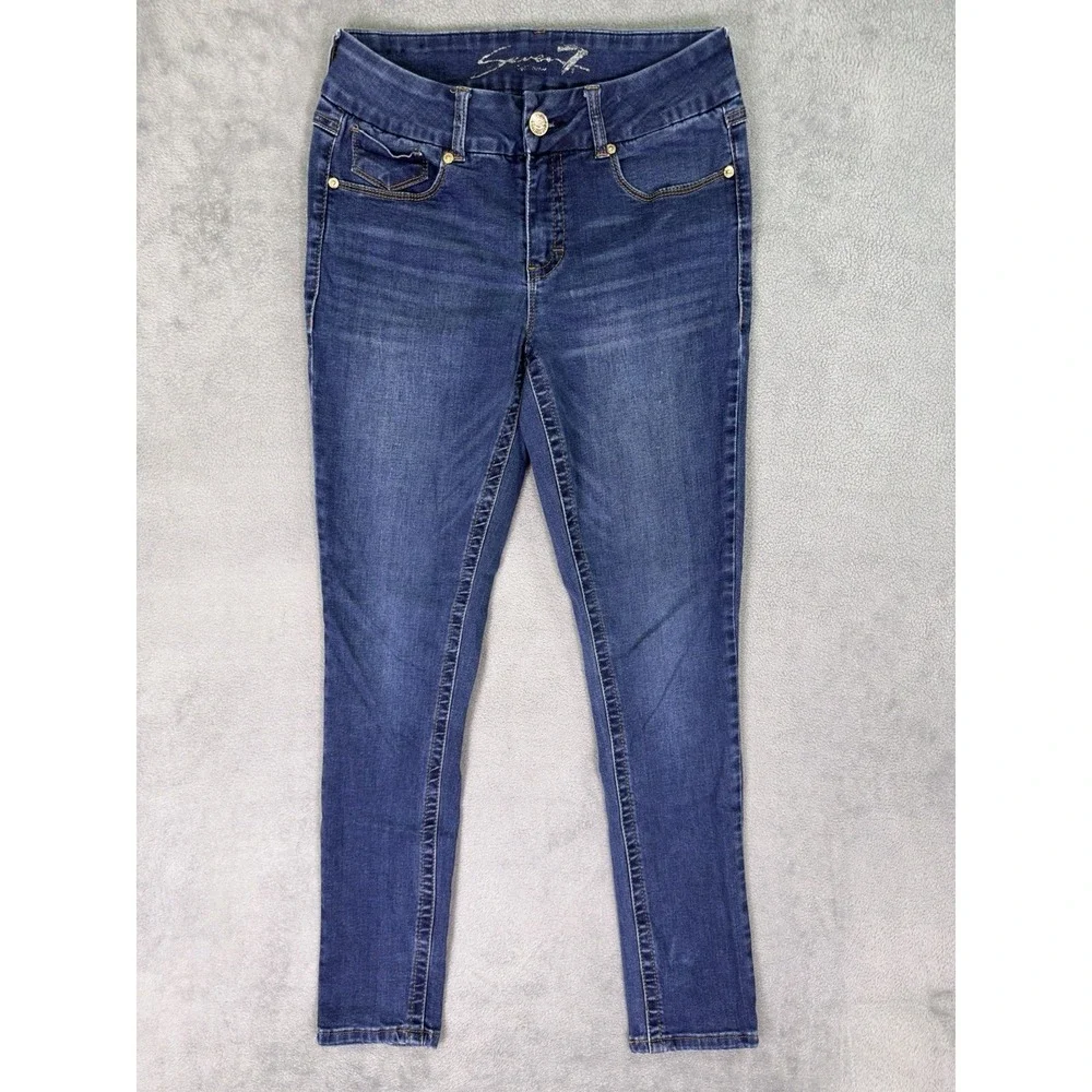 Seven7 Jeans Womens 10 Blue Denim Skinny Tummyless Dark Wash Mid Rise Stretch